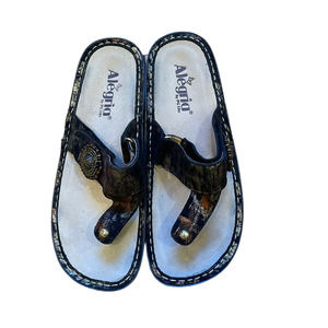 Alegria Womens Thong Sandals Carin Roman Size 38 EU/ 8-8.5 US Leather Black